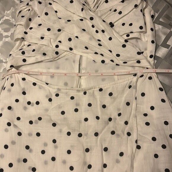 Lush Ivory Black Polka Dot Crossover Wrap Dress Size Small - Picture 8 of 13